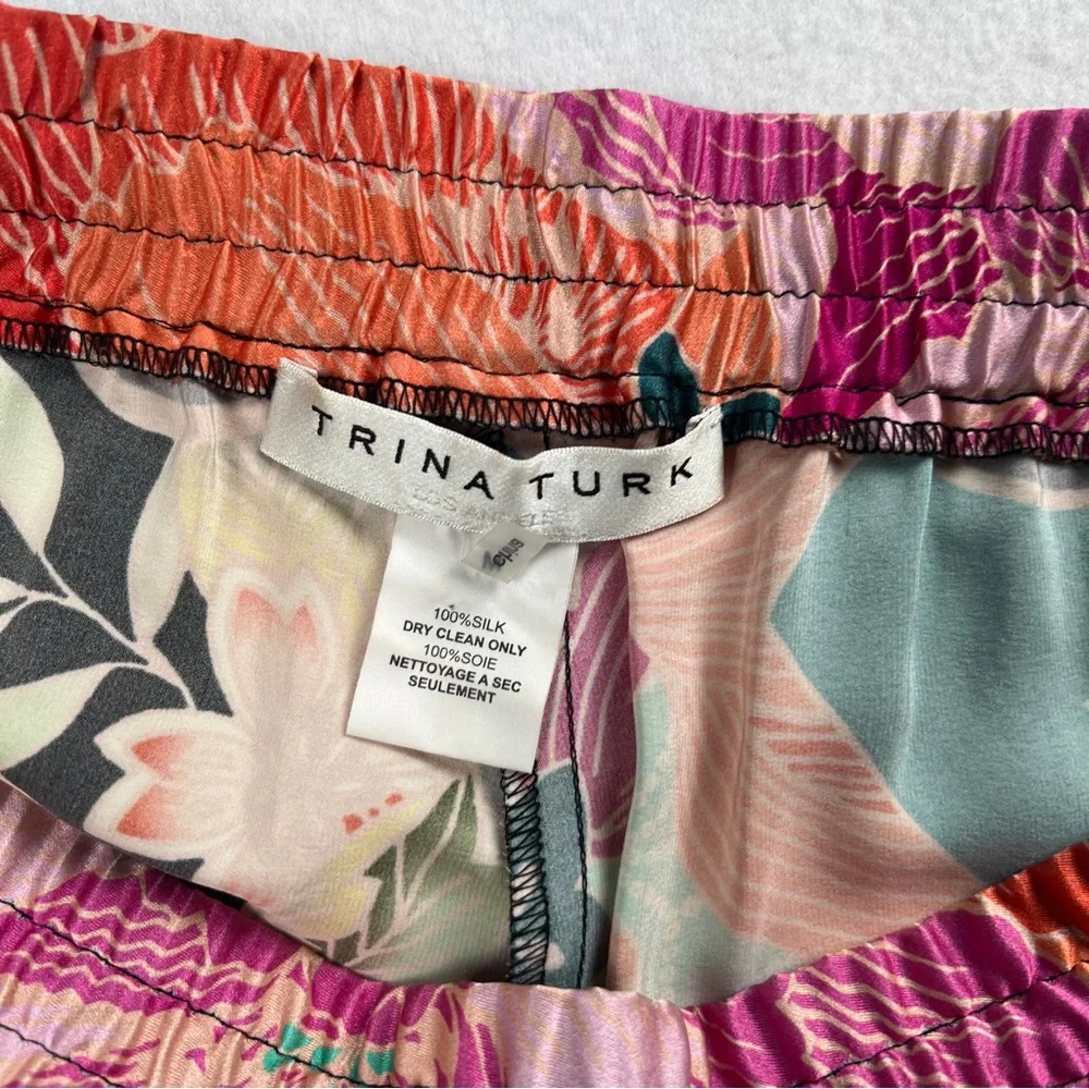 Trina Turk Women's Silk‎ Pants Floral Japanese Theme Multicolor Medium - Picture 5 of 9